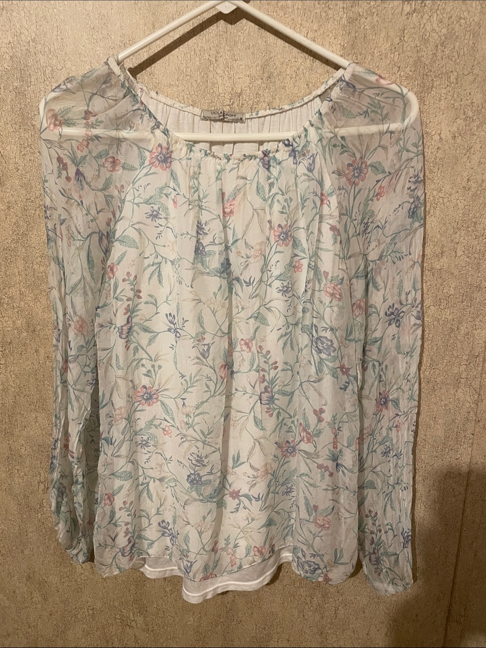 Sheer White Floral Peasant Blouse - Women's Top